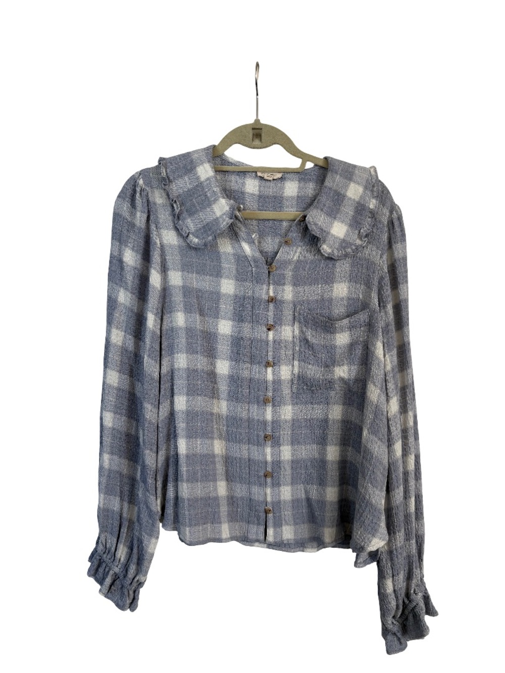 Anthropologie Pilcro Keira Gingham Long Sleeve Blouse Size Medium